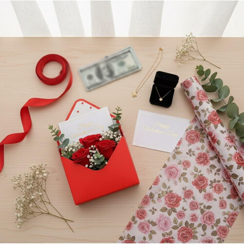 Valentine Envelope Box Red Love Design 1 Pack 2