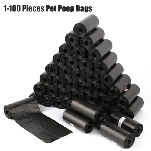 1-100Rolls Σακούλες για περιττώματα σκύλων, βιοδιασπώμενες, πυκνές σακούλες για 1