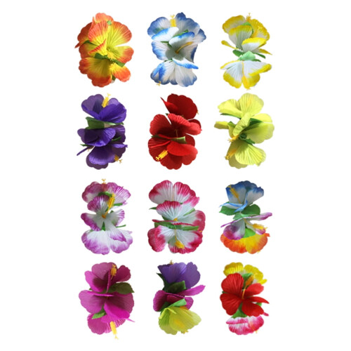 Hibiscus hair clips assorted colors12-pack