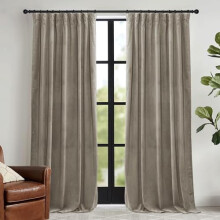 Cortinas de veludo taupe de 183 cm (72") com cinto de ganchos, bloqueio de luz e isolamento térmico, 132 cm x 183 cm (52" x 72"), conjunto de 2