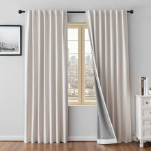 Cortinas 100% Blackout, 183 cm de comprimento, 2 painéis, imitação de linho, para quarto/sala de estar, com isolamento térmico, presilhas na