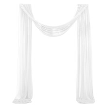 Cortina de chiffon para arco de casamento, cortina de tule para decoração de cerimônias, recepções e banquetes de casamento, na cor branco