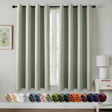 Cortinas Blackout Verde Sálvia 50x63", 2 Painéis, Isolamento Térmico, Bloqueio de Luz, Redução de Ruído, Ilhós na Parte Superior –