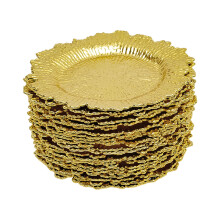 24 Stück runde Platzteller aus Kunststoff, 33 cm Durchmesser, für Speiseteller, Hochzeiten, Partys, elegante Tischsets (Gold)