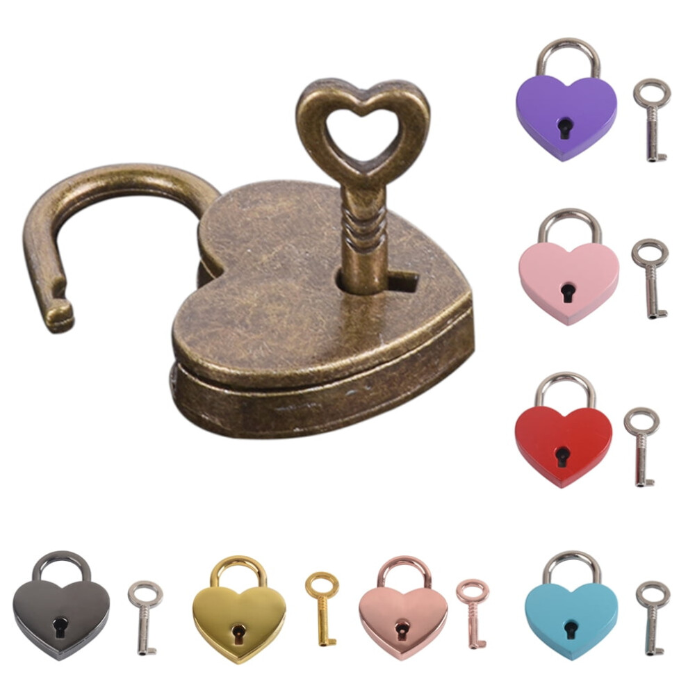 Mini Vintage Love-Shaped Alloy Padlock With Keys 9170372512041