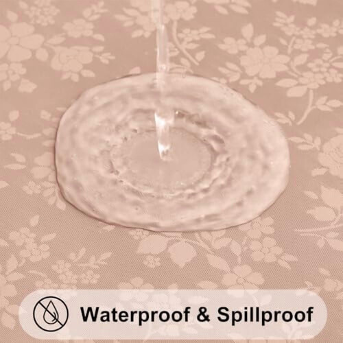 Round Vinyl Tablecloth – Waterproof, Washable, Tan, 60 1