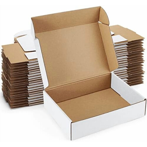 Caixas de envio brancas pequenas, tamanho 9x6x2 polegadas, pacote com 25 unidades.