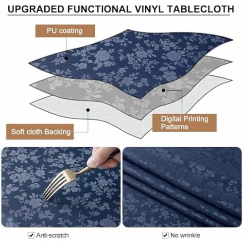 Vinyl Tablecloth Rectangle Navy Blue 52 x 70 in 1