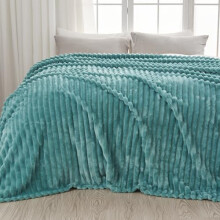 Pătură din flanel și fleece, 90x90in, turcoaz deschis