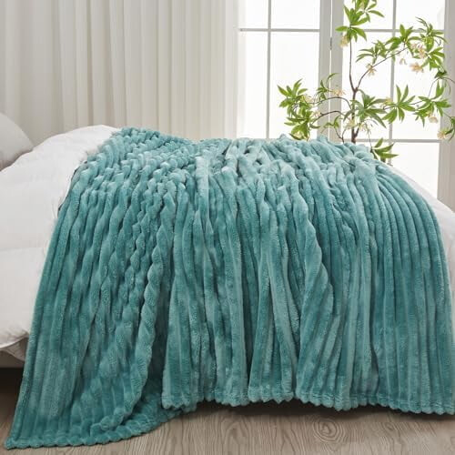 King Flannel Fleece Throw Blanket Light Teal 1