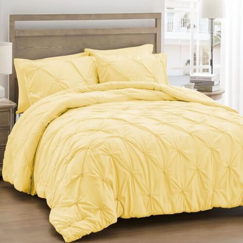 Σετ παπλωμάτων Queen Yellow – Pintuck Microfiber