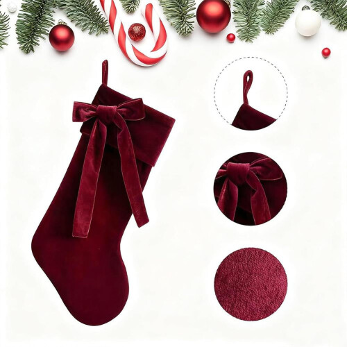 19-inch Velvet Christmas Stocking with Oversized Bow 1