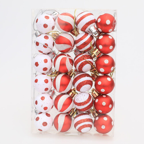Bruchsichere rote und weiße Bonbonornamente, 3 cm, 24er-Packung 2