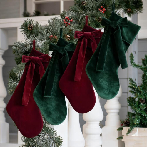 19-inch Velvet Christmas Stocking with Oversized Bow 2