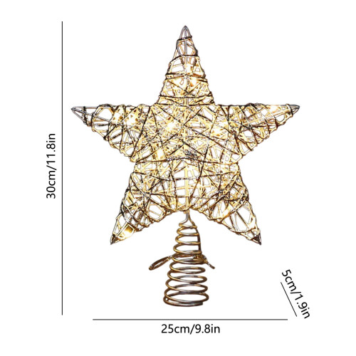 Metal Christmas Tree Topper Star with Warm White Lights 2
