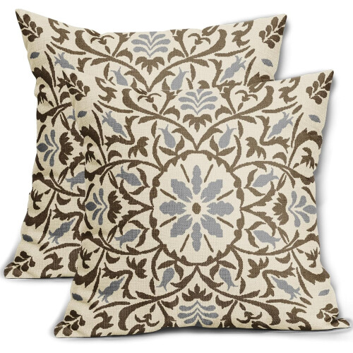 Μαξιλαροθήκες Boho από λινό σετ 2 τεμαχίων 20x20 ιντσών