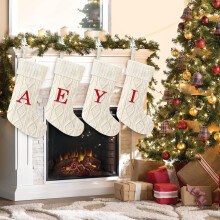 Knitted Christmas Stocking with Initial – Red