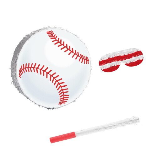 Baseball Piñata Set with Blindfold and Bat 2