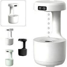 Svampelignende anti-tyngdekrafts luftfugter, 800ml USB-C dobbelttilstand (lys/dvale), omvendt flow og regnlyde, ultralydsfri, automatisk slukning –