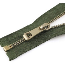 Cremallera metálica de extremo abierto color verde militar n. 5, 35 cm
