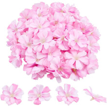 Lot de 50 têtes de fleurs artificielles en tissu rose 3D sans tige, petites fleurs décoratives en tissu marron