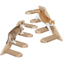 2Pack4Steps nástenné police pre mačky, drevené nástenné schody so sisalovým lanom, lezecký/rebríkový nábytok pre mačky, lezecké police