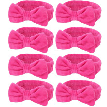 Lot de 8 bandeaux spa rose fuchsia pour le lavage du visage et le maquillage – Cadeaux pour demoiselles d'honneur, petits présents, polaire