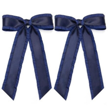 lazos para el cabello para mujeres y niñas, lazo azul marino para horquillas, clips de metal, lindos accesorios de cinta de satén con borde con