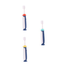 3pcs Cartoon Kids Toothbrush with Soft Gentle Bristles and Tongue Cleaner, Blue Yellow Red