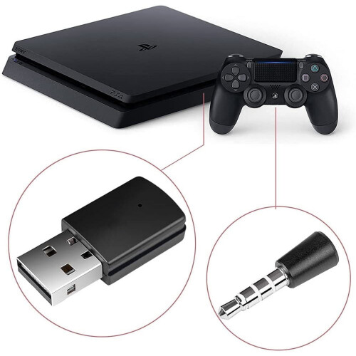 Kit adaptador USB Bluetooth 4.0: mini receptor/transmisor compatible con PS4/PS5, compatible con A2DP/HFP/HSP. 2