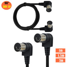 Cable de extensión DIN de 5 pines macho a macho de 90 grados para máquinas de humo/humo de escenario y equipos médicos/de belleza, 1 m/1,5 m/3 m