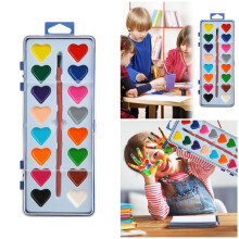Kit de acuarelas de 16 colores con forma de corazón para el Día de San Valentín, con pinceles y libro – Lavable, compatible con proyectos