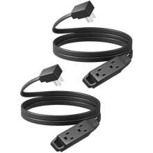 Extensão elétrica de 1,8 m com plugue plano, régua de energia ultrafina de 3 pinos, 13 A/125 V/1625 W, SPT-3, certificação ETL, preta, pacote