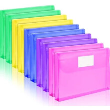 Pacote com 10 Pastas Plásticos Super Resistentes para Fichário, Capacidade 4X, Abertura Lateral, Tamanho Carta, Fechamento Firme – Compatíveis