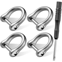 Kis titán kulcstartó csavaros kengyellel - Autós kulcstartó, nagy teherbírású, erős mini titán D-gyűrűk - 1/3 hüvelyk/9 mm (Silver4Pack)