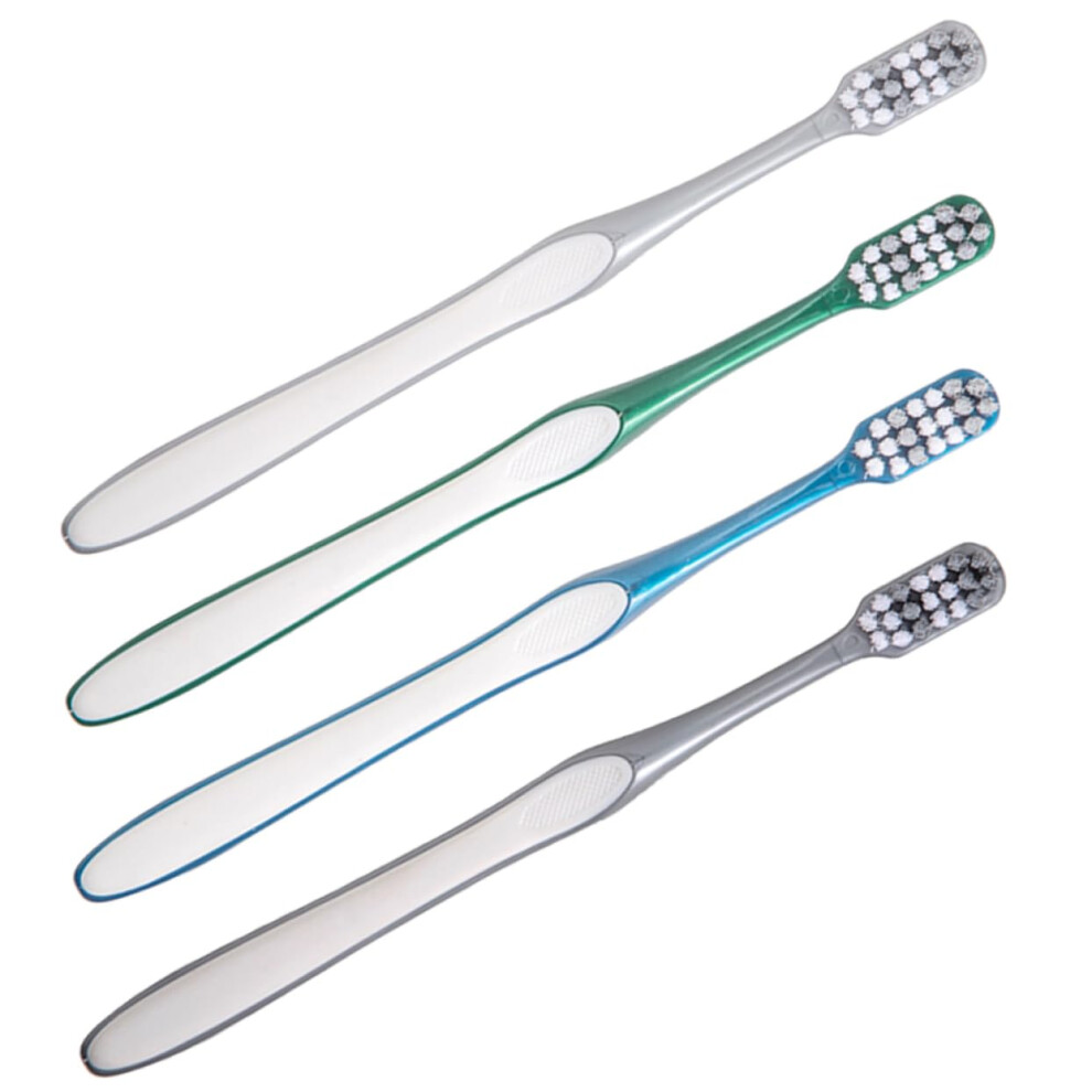4Pcs Hard Bristle Travel Toothbrush for Adults with Ergonomic Grip Compact Size for Men