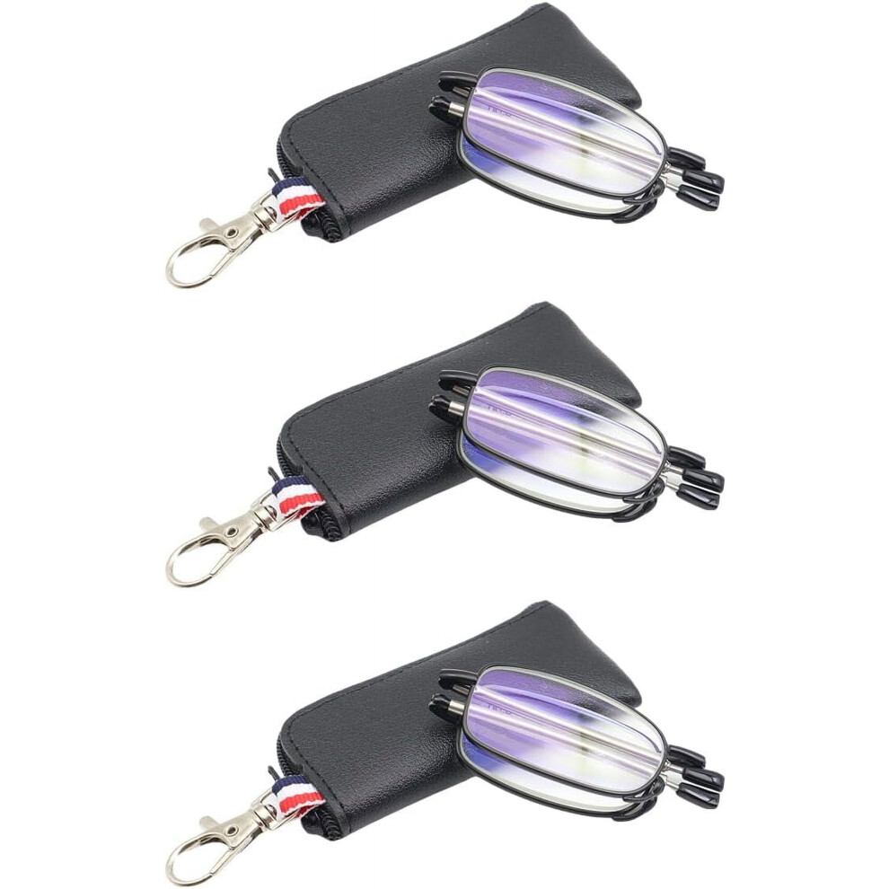 Folding Reading Glasses for Men Women Blue Light Blocking Readers with Keychain Compact Bags