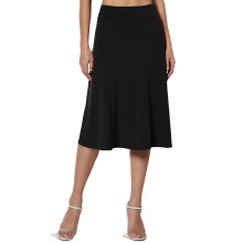 Gonna da donna taglie forti, semplice, svasata, elasticizzata, a trapezio, lunga fino al ginocchio, comoda ed elegante.