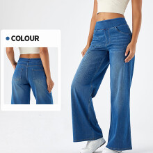 Dámské džíny s vysokým pasem a širokými nohavicemi, elastický pas, více kapes, volný střih, předem sražený denim – XS až XL