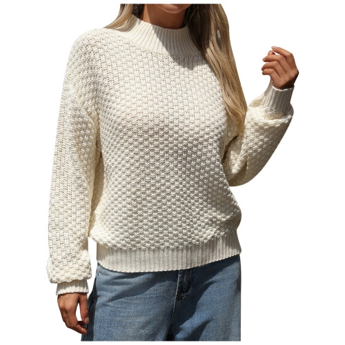 Hässliche Weihnachtspullover für Damen, einfarbiger Rollkragenpullover, stylischer Langarmpullover für den Alltag