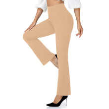 Wancir dames bootcut pantalon, zakelijke casual werkbroek met zakken, instapmodel, normale broek voor op kantoor