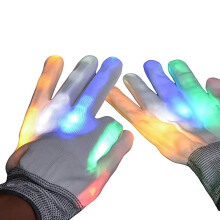 Világító kesztyű ujjbegyekre, 2026LED Rave kesztyű, 7 színű fényjáték világít az ujjkesztyűkhöz, világítás (fehér)