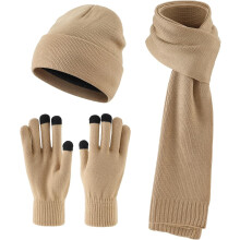 Gebreide muts, sjaal en handschoenen voor heren, set voor koud weer, lange neksjaal, touchscreen handschoenen, wintermuts voor mannen