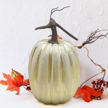 Pumpkins Cúr Saorga 9" le haghaidh maisiúcháin Oíche Shamhna, an Fhómhair & an Bhuíochais – DIY, Lárphíosa Boird, Taispeántas
