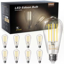 Ampoules LED Edison blanc chaud 2700K E26ST58 8W 800LM (lot de 8)
