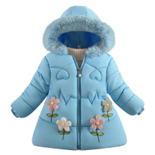 Casaco de inverno infantil feminino, jaqueta puffer pesada com capuz, parka infantil de lã para neve.