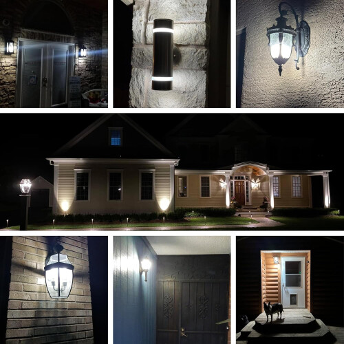 Lâmpadas LED externas JINYUN com sensor crepuscular, 9W, 6000K, 1000LM, E26A19, equivalente a 75W, sensor automático – compatíveis com 2