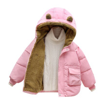Casaco infantil de inverno, quente e liso, com capuz e orelhas de urso, para bebês e crianças de 12 a 18 meses.
