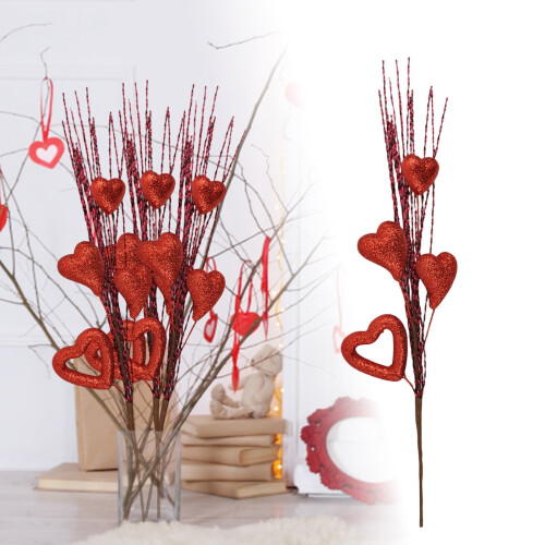 Artificial Berry Floral Picks Red Pink Heart 1pc 1
