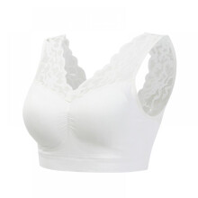 Sexig spets-bralette med djup v-ringning, komfort, revolution, kort topp, full figur, stödjande, bygelfri BH, plusstorlek, blå, M-3XL